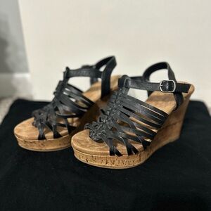 Maurices Black Wedge Sandals 7.5